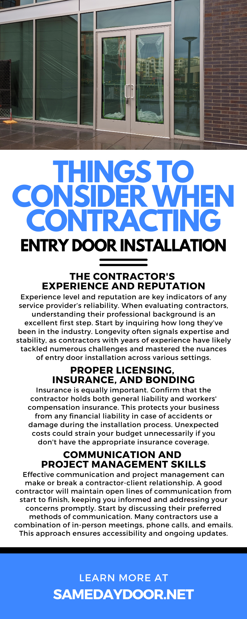 Things To Consider When Contracting Entry Door Installation